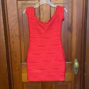 Wet Seal Ribbed Bodycon Dress - Red